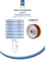 C10.307 Wheel series 300mm brown Prothane® polyurethane on cast iron centre 40mm bore hub length 100mm ball bearing 2800kg - Spec sheet