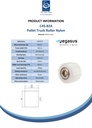 C45.82A Wheel series Pallet truck roller 82x60mm white nylon 20mm bore, width over ball bearings 60mm, 600kg - Spec sheet