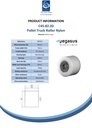C45.82.20 Wheel series Pallet truck roller 82x70mm white nylon 20mm bore, width over ball bearings 66mm, 700kg - Spec sheet