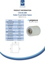 C45.82.20B Wheel series Pallet truck roller 82x98mm white nylon 20mm bore, width over ball bearings 98mm, 1000kg - Spec sheet