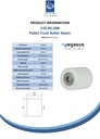 C45.85.20B Wheel series Pallet truck roller 85x100mm white nylon 20mm bore, width over ball bearings 100mm, 1000kg - Spec sheet