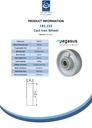 C81.153 Wheel series 150mm cast iron 25mm bore hub length 60mm ball bearings 600kg - Spec sheet