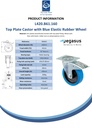 L420.B61.160 160mm swivel/brake top plate 135x110mm castor with blue elastic rubber on polypropylene centre roller bearing wheel 300kg - Spec sheet