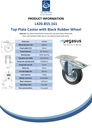 L420.B55.161 160mm swivel/brake top plate 135x110mm castor with black rubber on pressed steel centre and thread guards roller bearing wheel 135kg - Spec sheet