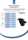 L820.B44.081.06 80mm swivel/brake top plate 104x80mm castor with black thermoplastic rubber on polypropylene centre roller bearing wheel 100kg - Spec sheet