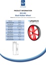 B52.401 Wheel series 400mm black thermoplastic rubber on red polypropylene centre 20mm bore hub length 75mm roller bearing 300kg - Spec sheet