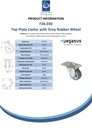 F26.030 30mm swivel top plate 34x48mm castor with grey thermoplastic rubber on polypropylene centre plain bearing wheel 20kg - Spec sheet