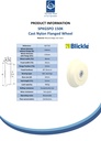 SPKGSPO 150K Wheel series 150mm flanged cast nylon 20mm bore hub length 52mm ball bearings 900kg - Spec sheet