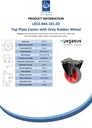 L810.B44.101.03 100mm fixed top plate 104x80mm castor with grey thermoplastic rubber on polypropylene centre roller bearing wheel 110kg - Spec sheet