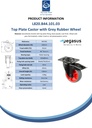 L820.B44.101.03 100mm swivel/brake top plate 104x80mm castor with grey thermoplastic rubber on polypropylene centre roller bearing wheel 110kg - Spec sheet