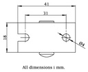 E51.025 25mm fixed top plate 41x18mm castor with grey thermoplastic rubber on polypropylene centre plain bearing wheel 30kg - Plate dimensions