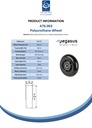 A76.063 Wheel series 63mm black polyurethane on black polypropylene centre, skater-wheel style, 8mm bore hub length 18mm ball bearings 35kg - Spec sheet