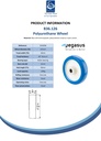 B36.126 Wheel series 125mm blue soft polyurethane on nylon centre 15mm bore hub length 50mm roller bearing 150kg - Spec sheet