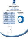B34.080 Wheel series 80mm blue soft polyurethane on nylon centre 8mm bore hub length 40mm single ball bearing 70kg - Spec sheet
