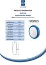 B33.150 Wheel series 150mm blue polyurethane on nylon centre 12mm bore hub length 62mm single ball bearing 250kg - Spec sheet