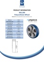 B92.200 Wheel series 200mm blue Besothane polyurethane on aluminium centre 20mm bore hub length 60mm ball bearing 800kg - Spec sheet