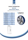 B92.250 Wheel series 250mm blue Besothane polyurethane on aluminium centre 25mm bore hub length 60mm ball bearing 1000kg - Spec sheet
