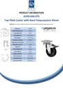 A320.A90.075 75mm swivel/brake top plate 60x60mm castor with black polypropylene plain bearing wheel 50kg - Spec sheet
