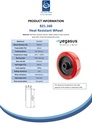 B21.160 Wheel series 160mm red heat resistant silicone rubber on fibre glass reinforced polyamide centre (-25°C - +250°C) 20mm bore hub length 60mm plain bearing 180kg - Spec sheet