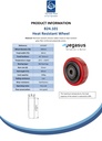 B24.101 Wheel series 100mm red heat resistant silicone rubber on fibre glass reinforced polyamide centre (-25°C - +250°C) 15mm bore hub length 40mm ball bearings 100kg - Spec sheet