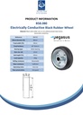 B58.080 Wheel series 80mm electrically conductive black rubber on zinc plated steel centre 12mm bore hub length 39mm roller bearing 65kg - Spec sheet