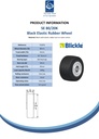 SE 80/20K Wheel series 80mm black elastic rubber on nylon centre 20mm bore hub length 45mm ball bearings 200kg - Spec sheet