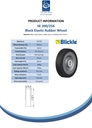 SE 200/25K Wheel series 200mm black elastic rubber on welded steel centre 25mm bore hub length 60mm ball bearings 600kg - Spec sheet