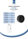 WCI 5M15 Wheel series 125mm cast iron 15mm bore hub length 48mm plain bearing 630kg - Spec sheet
