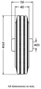 160mm black rubber on pressed steel centre 20mm bore hub length 58mm roller bearing 150kg - Wheel dimensions