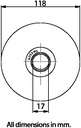 120mm Round groove wheel with 16.5mm groove side view - Dimensions