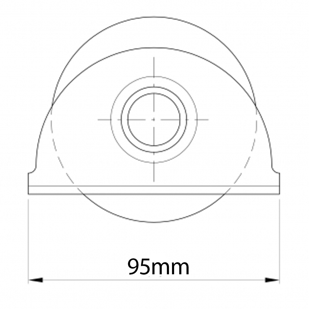 80mm Round groove wheel 20.5mm in countersunk bracket Side view drawing with Dimensions