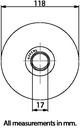 120mm V Groove wheel with 1 ball bearing side view  - Dimensions