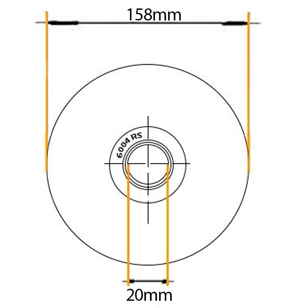 160mm Round groove wheel 20.5mm groove 2 ball bearing side view drawing with Dimensions