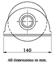120mm round groove wheel 20.5mm groove in countersunk bracket - Side view dimensions