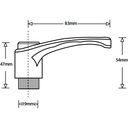 M10 Female Nylon clamping handle Drawing with Dimensions