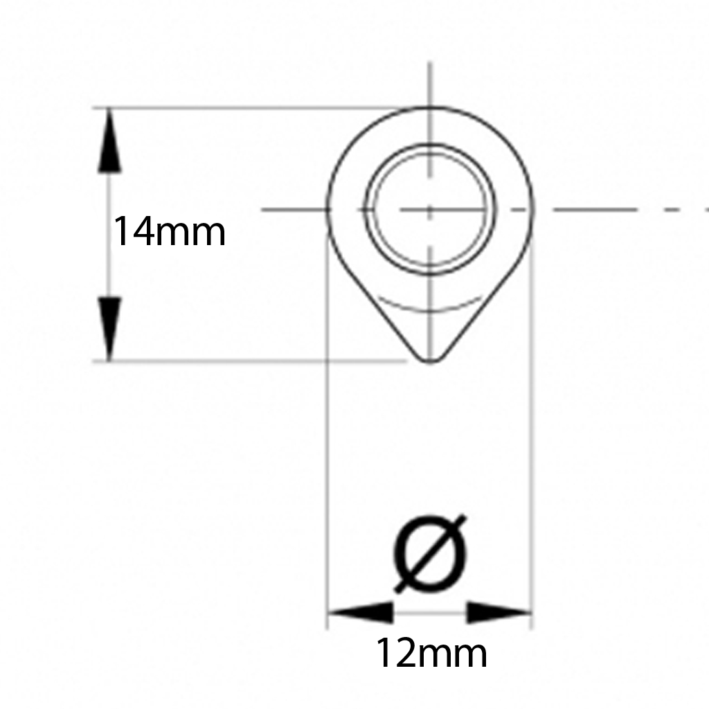 80x12mm Ø Drop profile stainless steel hinge - Data