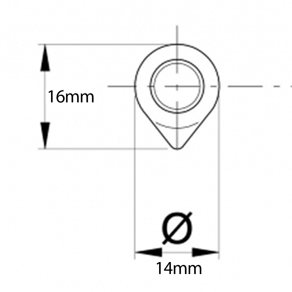 100x14mm Ø Drop profile stainless steel hinge - Data