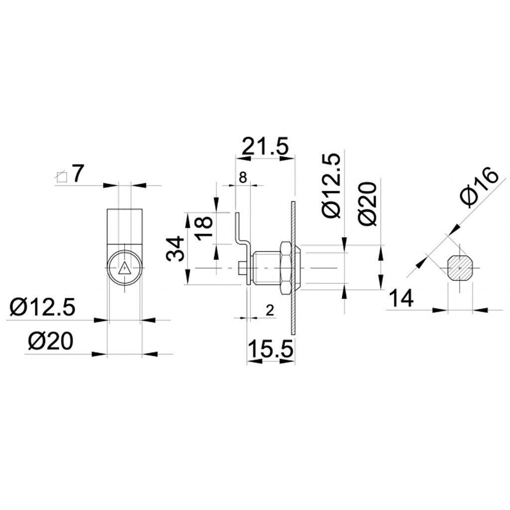 Cam lock with triangular key - Data