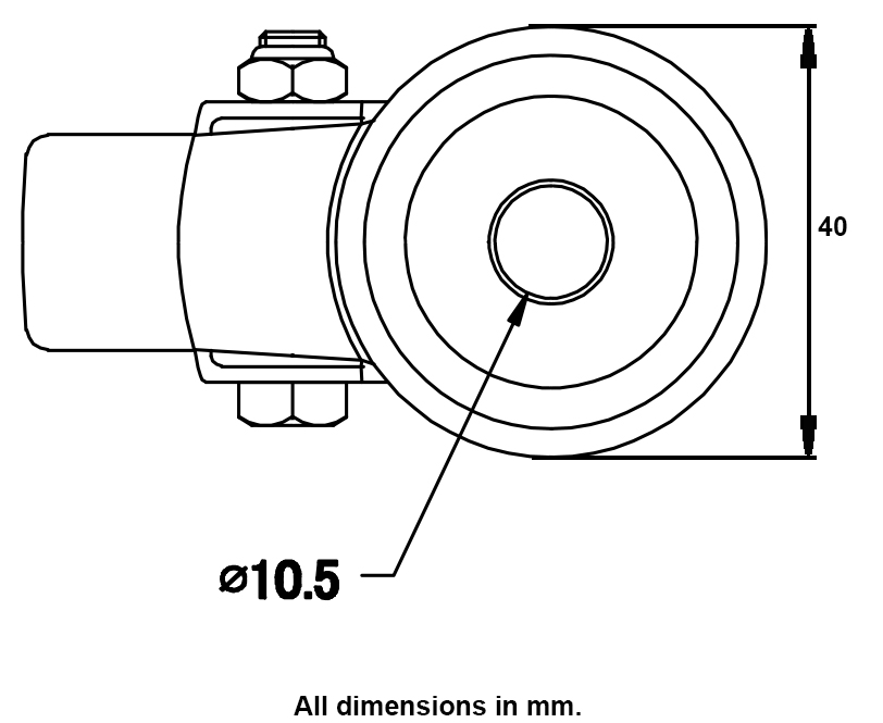 100 series 50mm swivel bolt hole 10mm - Plate dimensions