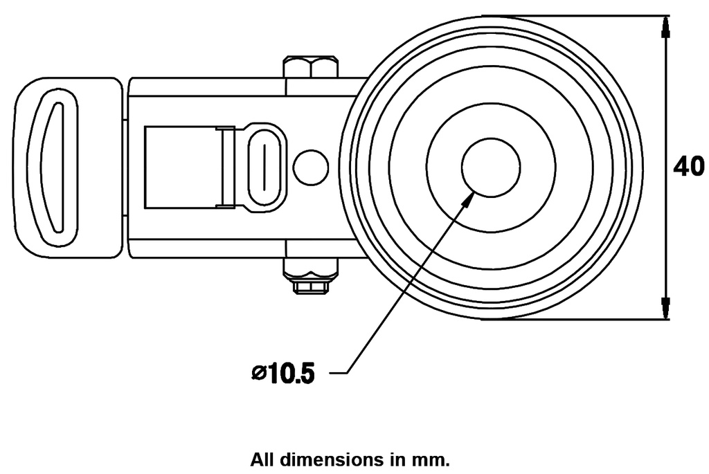 100 series 50mm swivel/brake bolt hole 10mm - Plate dimensions