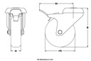 100 series 75mm swivel/brake bolt hole 10mm castor with grey TPR-rubber on polypropylene centre plain bearing wheel 60kg - Castor dimensions
