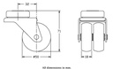 100 series 2x50mm swivel bolt hole 10mm castor with grey TPR-rubber on polypropylene centre plain bearing wheels 70kg - Castor dimensions