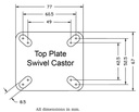 100 series 2x75mm swivel top plate 77x67mm - Plate dimensions