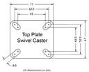 100 series 2x75mm swivel top plate 77x67mm - Plate dimensions