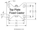 300 series 80mm fixed top plate 100x84mm - Plate drawing