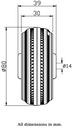 Wheel series 80mm black rubber on pressed steel centre 14mm bore hub length 39mm roller bearing 70kg - Wheel dimensions