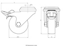 100SS series 50mm stainless steel swivel/brake bolt hole 11mm castor with grey TPR-rubber on polypropylene centre plain bearing wheel 40kg - Castor drawing