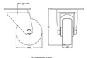300 series 80mm swivel top plate 100x80mm castor with blue elastic rubber on nylon centre plain bearing wheel 140kg - Castor dimensions