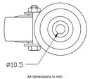 300 series 100mm swivel bolt hole 10,5mm - Plate dimensions