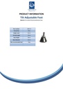 M6x25 Zinc plated levelling foot 25mm plastic base 50kg Spec Sheet